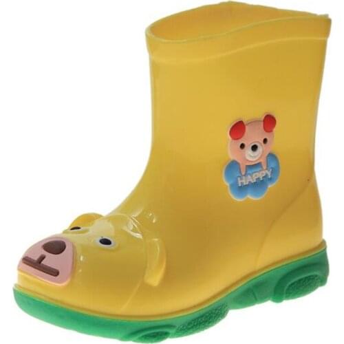 Children Rain Boots Cartoon Cute Warm Velvet Baby Water Shoes Boys Girls Waterproof Non-slip Rubber Boots