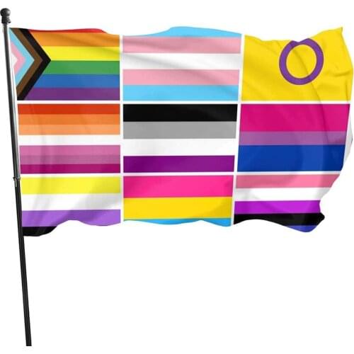 All Inclusive Gay Pride Flag LGBT Welcome Party Indoor Outdoor Outside Decorations Ornament Home House 3x5 Ft Garden Yard Banner