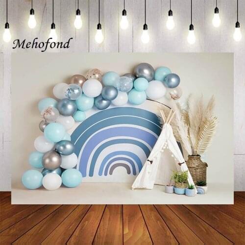 Mehofond Photography Background Blue Bohemian Style Balloon Boys 1st Birthday Party Baby Shower Cake Smash Backdrop Photo Studio