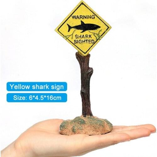 Resin Aquarium Decoration Ornaments Artificial Shark Warning Sign Landscaping Accessories for Fish Tank Aquarium Background