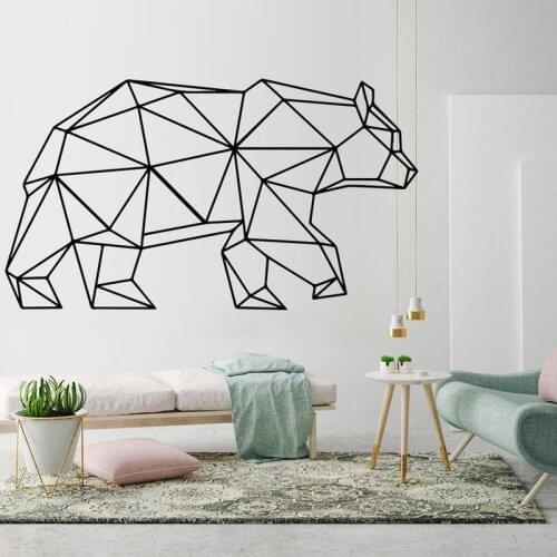 Geometric Bear Wall Art Vinyl Sticker Animals Outlines Decal, Modern Art Decoration Nordic Style Decor Murals Z388