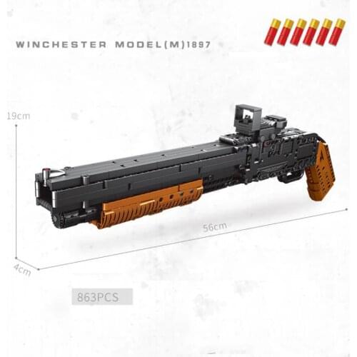 Simulation modern military weapon Building Blocks shotting Gun Bricks Winchester Model M1887 Boy Toys with bullets collection