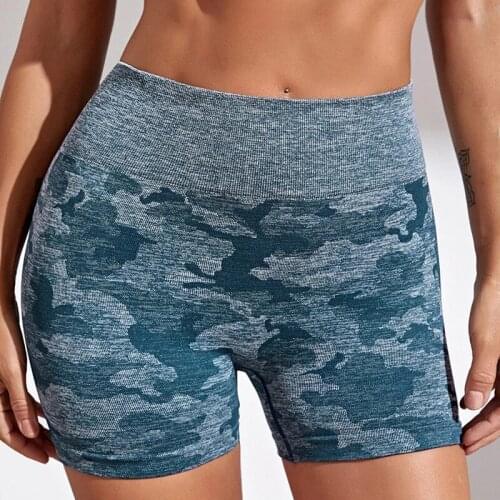 Camouflage Seamless High Waist Yoga Shorts Hip Push Up Women Gym Sports Shorts Running Shorts Tummy Control Workout Leggings