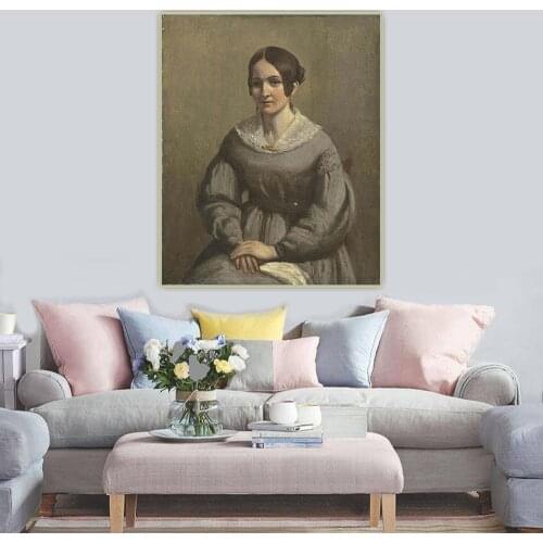 Citon Jean Baptiste Camille Corot《Young woman portrait》Canvas Oil painting Artwork Picture Background Wall Decor Home Decoration