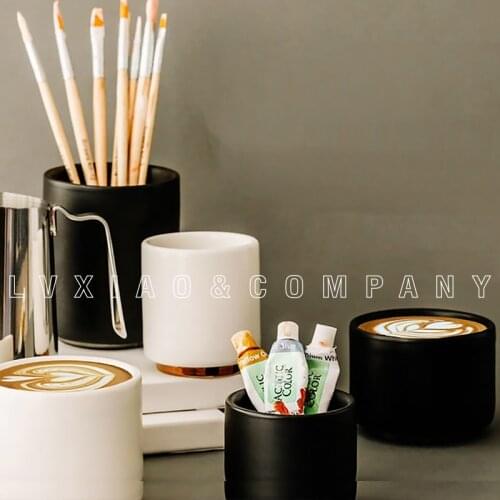 Fellow Monty Milk Art Cups Coffee Cup Keep Coffee Hotter,Longer , Double Wall Ceramic, Stackability (Matte White/Black)