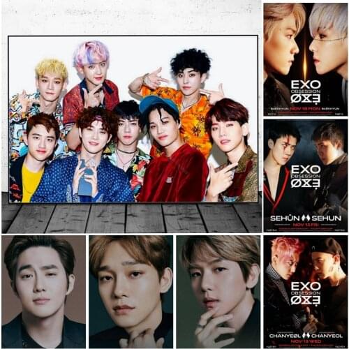 KPOP EXO Wall Art Home Decor Diamond Painting Mosaic Korean Boy Group DIY Full Drill Square/Round Cross Stitch Kits Embroidery