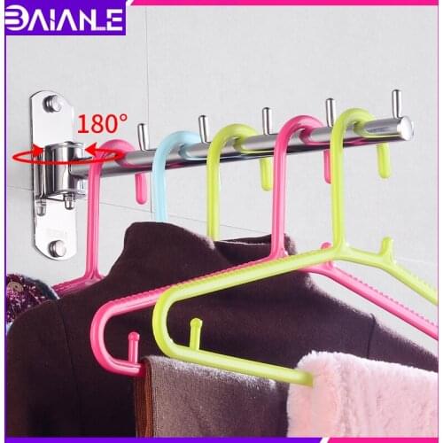 Robe Hooks Stainless Steel Coat Hook Rack Wall Mounted 180 Degree Rotate Bathroom Hooks for Towels Key Clothes Hangers Creative