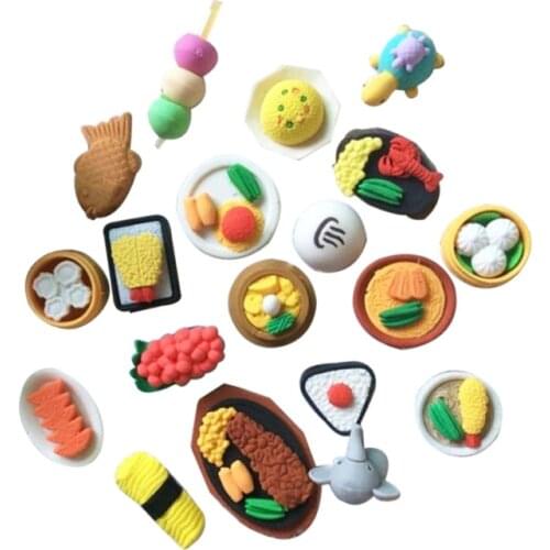 12pcs Snacks Foods Shaped Eraser Creative Stationery Cartoon Pencil Eraser Creative Gift for Kids Students (Random Pattern)