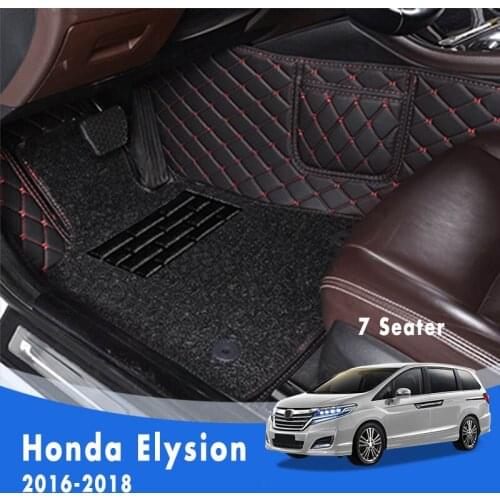 LHD Luxury Double layer Wire loop Carpets Car Floor Mats For Honda Elysion 2018 2017 2016 (7 Seats) Artificial Leather Dash Foot