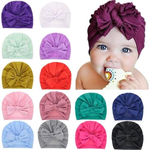 MAYA STEPAN 1 PCS Children Solid Baby Hat Kids Cap Girls photography Props Spring Autumn Modis Infant Props Flower Bow Beanie