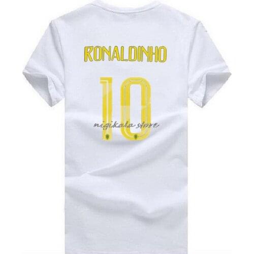 Wor1d Cup fashion RONALDINHO 10 t shirt Footballer top tee men o neck t-shirt