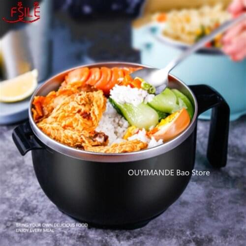 Fashionable Stainless Steel Instant Noodle Bowl Japanese Style Cover Set Convenient Fast Food Cup Dormitory Lunch Box Artifact