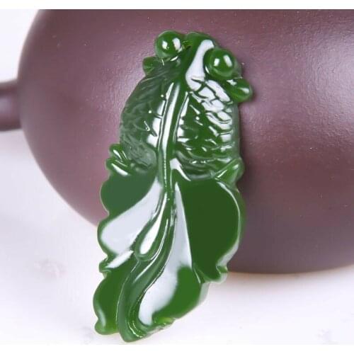 Natural green goldfish pendant gifts for men and women @@ Free shipping