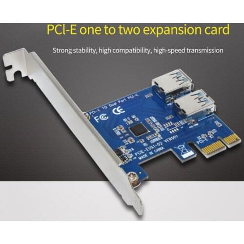 Newest Riser USB 3.0 PCI-E Express 1x To 16x Riser Card Adapter PCIE 1 To 2 Slot PCIe Port Multiplier Card For BTC Miner Mining