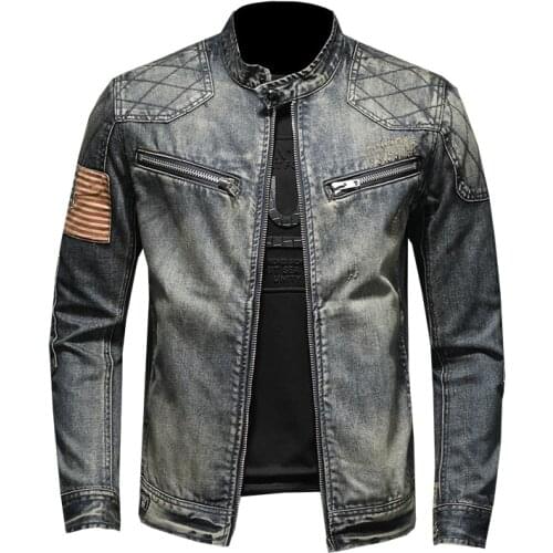 2020 new retro plus size denim jacket street European and American style retro man motorcycle zipper male