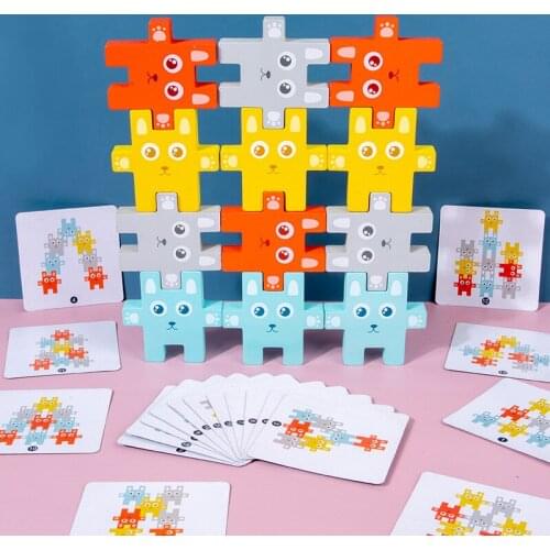 New Wooden Children Bunny Wooden Educational Toys Rabbit Balance Stacking Game Hand-Eye Coordination Training Educational Toys