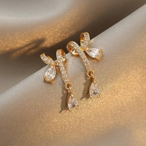 New Fashion Cute Gold Color Exquisite Butterfly Earring For Women Earring Gifts Jewelry Premium Luxury Zircon Earrings