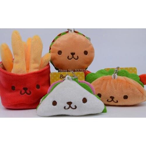 New 20Pcs Hamburger Sandwich French Fries 4" 10CM Plush Doll Keychain Pendant