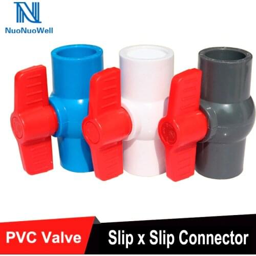 NuoNuoWell 3 Color U-PVC Ball Valve Water Pipe Plastic Repair Connector Inner Dia.20 25 32 mm Socket Valve Pipe Fitting Adapter