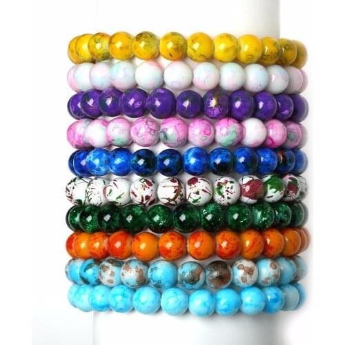 Wholesale AAA+ Quality Handmade Stretch/Elastic round Glass Beads Charm Bracelets Women Fashion Jewelry girl Gifts Free Shipping