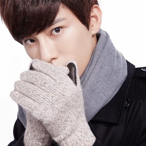 Gloves Mens Winter Warm Wool Gloves Womens Half Finger Cashmere Knitted Leather Thick Wool Non-slip