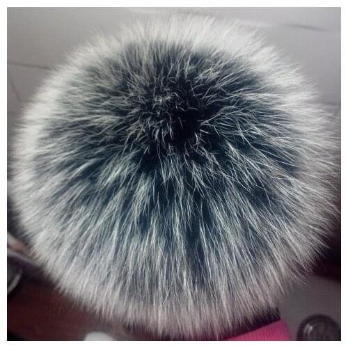 DIY 100% Natural Fox Fur Fluffy Pompon for Hats Real Fox Fur Big Ball Pom Pom for Caps Hats Skullies 13-15cm