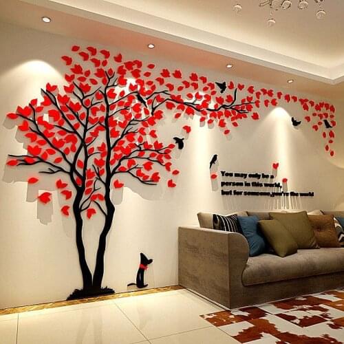 Romantic Warm 3D Acrylic Wall Stickers Tree DIY Wedding Gift Living Room TV Background Wallsticker Decals Mirror Mural Wallpaper