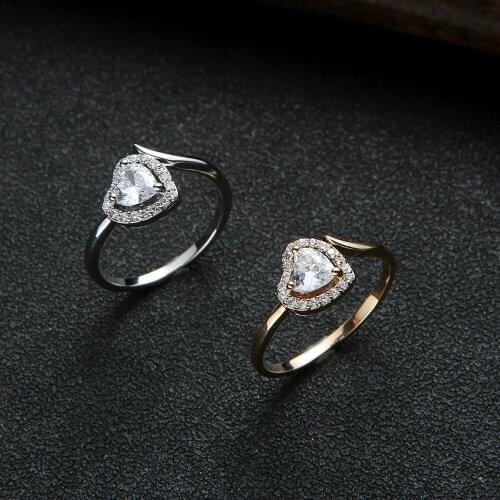 Luxury Elegant Brazil Initial Stackable Rings for Women Wedding CZ Finger Rings Heart adjust Ring Bohemian Beach Jewelry J1948