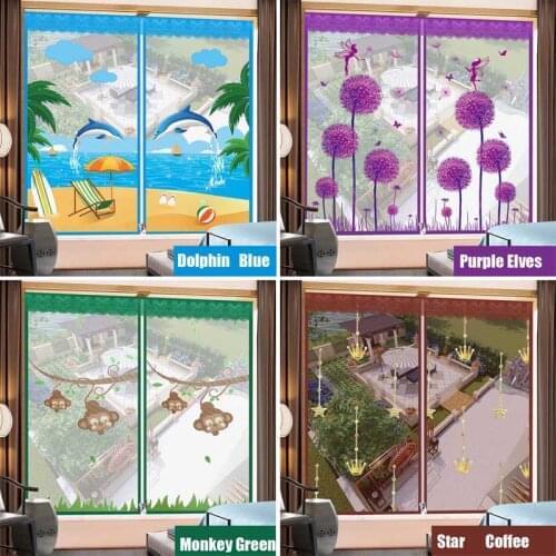 Home Embroidery Zipper Opening Inset Window Screen Mesh Air Tulle Summer Invisible Anti-Mosquito Net Curtain Removable Washable