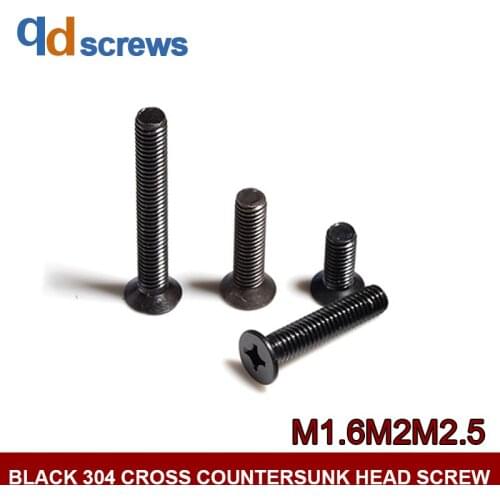 Black Oxide 304 M1.6M2M2.5 stainless steel Countersunk flat head screws with cross recess Phillips flat head screw GB819 DIN965