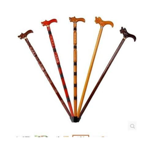 Vintage HIGH-GRADE RARE walking stick chair helps Solid wood crutch carving wooden dragon head cane old man give birthday gift