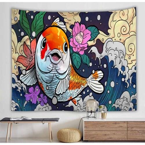 Retro Japanese Ukiyo-e Tapestry Wall Hanging Psychedelic Home Dorm Art Decor Photography Backdrop Cloth Hippie Tapestry Blankets
