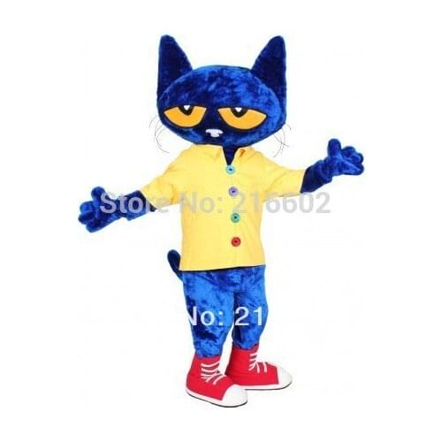 High quality Pete Cat Mascot Costume Adult Size Cartoon Character Mascot free shipping