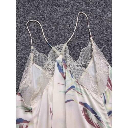 [ElfStyle] - Woman Floral Print CHRISTY PARADISE CAMISOLE Thin Strappy V-neck embellished with lingerie style lace Tops