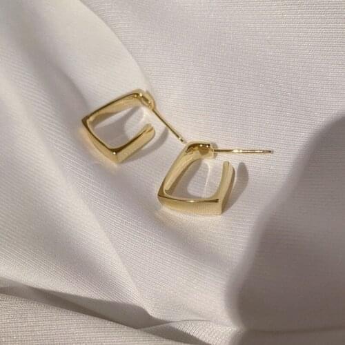 Gold Color Metal Hoop Earrings For Women Circle Square Shape Geometric Earrings 2021 Trendy New Fashion pendientes Jewelry