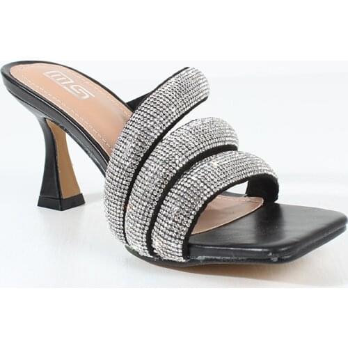 Womens sandals 2021 summer new fashion rhinestone decoration high-heel sandals with horseshoe heel sexy outer wear 7.5cm