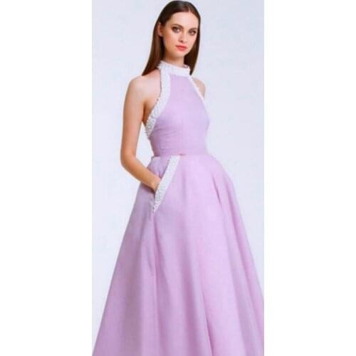 2021 Hot New Muslim Plus Size Custom Lavender Evening Dress Pearls Beading Gowns Sexy Formal Abiye Gece Elbisesi Robe De Soiree
