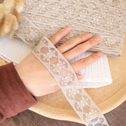 1Meter 3.8cm Wide Apricot Embroidery Lace Fabric Floral Ribbon Lace Scrabooking Lace for Bow Wedding Decoration