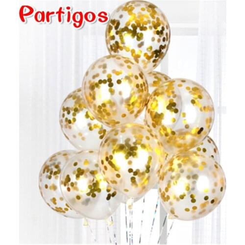 10pcs/lot Glitter Confetti Latex Balloons Romantic Wedding Decoration Gold Clear Birthday Party Decoration Kids Baby Shower
