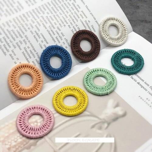 Artistic Retro Hemp Ring Material Color Wax Yarn Winding Ring DIY Handmade Earrings Ear Stud Accessories 4pcs