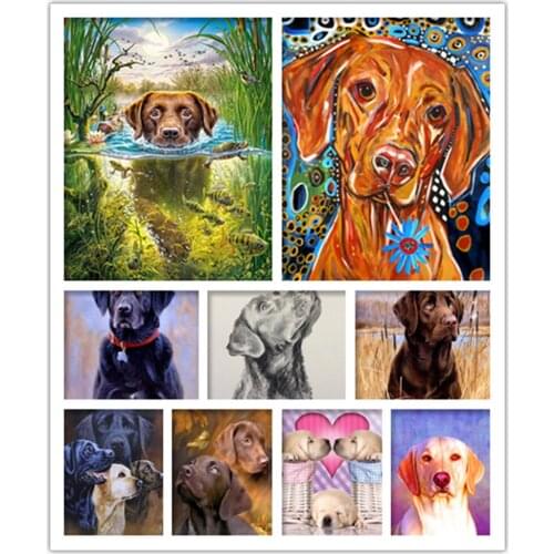 5d Diy Round Diamond Embroidery Dog Crystal Diamond Painting Cross Stitch Lovely Labrador Dog Animal Needlework Mosaic Patterns