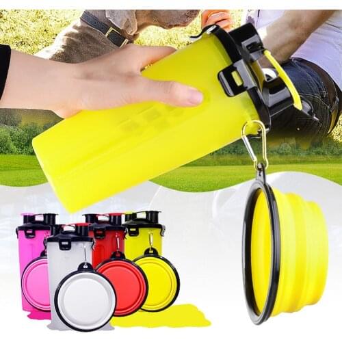 Dog Accessories Kettle Outdoor Drinking Water Bottle Portable Two Water Food Cup Pet Accompanying Cup Feeding Waterer Supplies