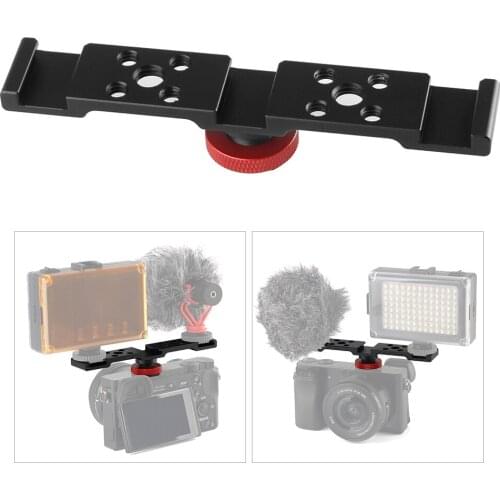 Aluminum Triple Cold Shoe Mount Plate Bracket for Camera Microphone LED Light Mounting
