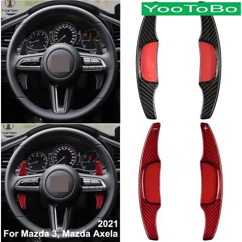 Car Styling Real Carbon Fiber Steering Wheel Shifter Paddle Extension For NEW Mazda-3 Mazda3 Axela 2020 2021 Interior Moulding