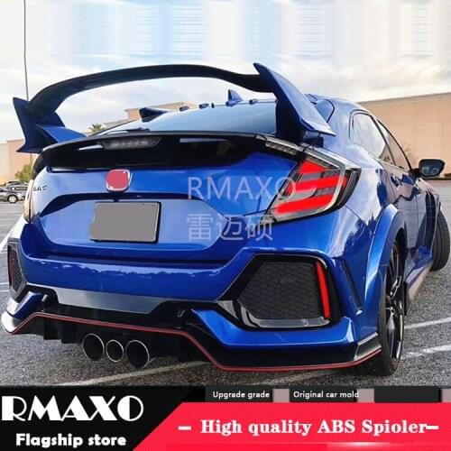 For civic Hatchback Spoiler 2016-2019 Civic T-R Spoiler 3PS ABS Material Car Rear Wing Color Rear Spoiler
