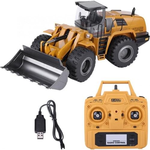 HUINA583 2.4G 1/14 10CH Metal RC Excavator Construction Engineering Vehicle Alloy Remote Control Truck RC Metal Bulldozer toys