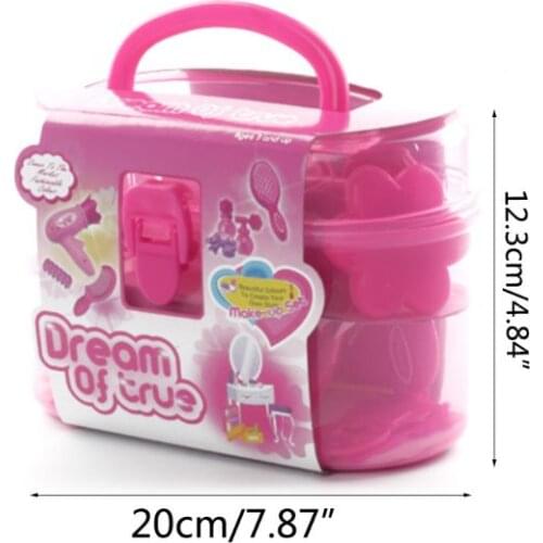 Children Pretend Play Kid Make Up Toys Set Hairdressing Simulation Cosmetic Girls Dressing Travel Kit L9CD