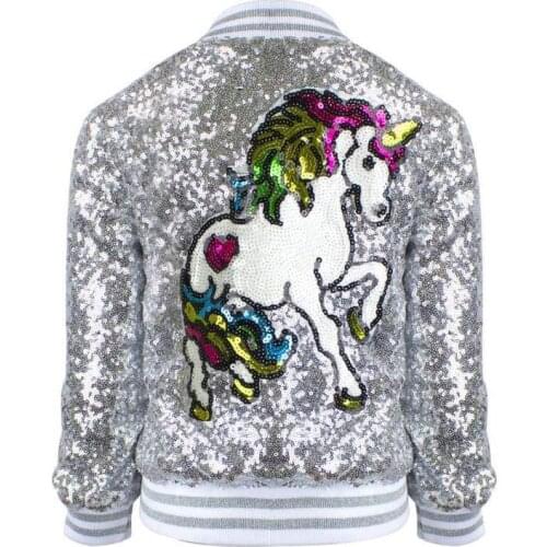 Halloween cosplay unicorn stage costume Long sleeve coats Parent-child sequins unicorn stars baseball uniform christmas gifts