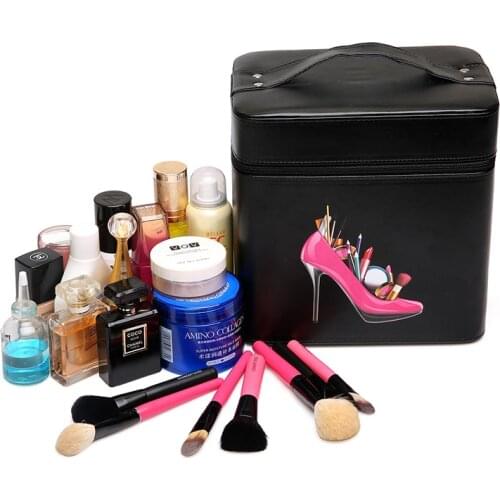 2020 Fashion Trunk large Capacity Women Makeup Bag Pu Professional Cosmetic Cases Portable Multifunctional Travel Make Up Box