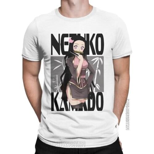 Demon Slayer Nezuko Kamado T-Shirts Men Funny Cotton Tee Shirt Crew Neck Classic Short Sleeve T Shirts Plus Size Clothes